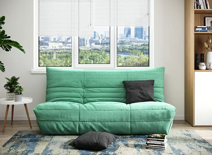 Диван Француз , бескаркасная мебель, бескаркасный диван зеленый в интерьере