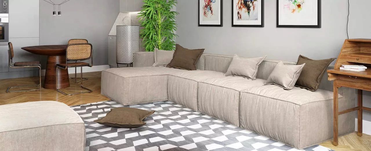 Соберите свой П-образный диван для гостиной