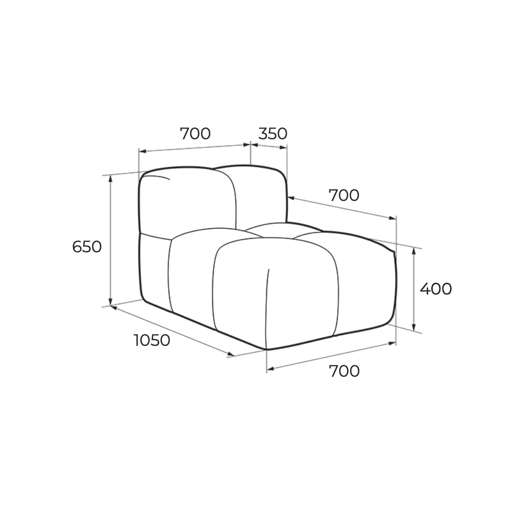 Модуль диван со спинкой Квадро