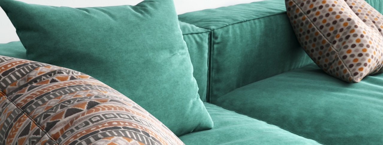 Зеленый диван в интерьере - 26
