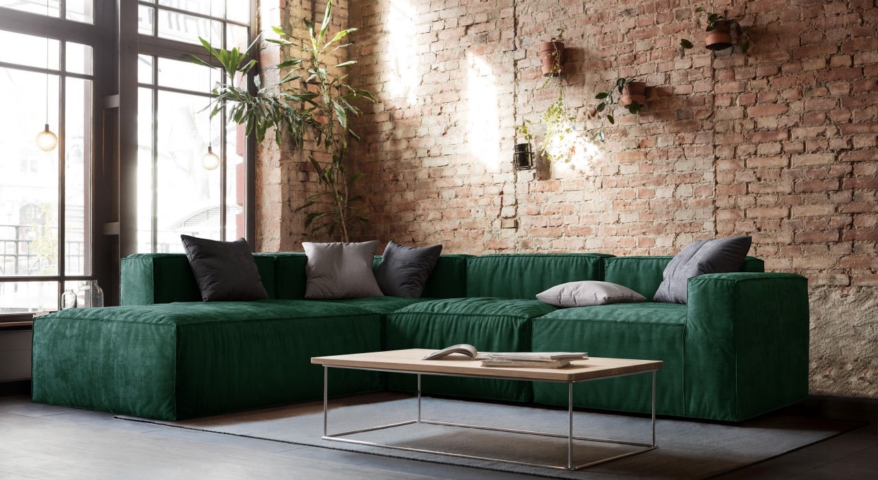Зеленый диван в интерьере гостиной и других комнат. Зеленый диван в разныхстилях интерьера, 30+ фото