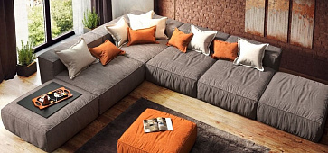 Серый диван в интерьере-19, Диван Фри