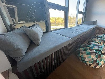 Серый матрас на подоконник, любой размер, толщина, ткань на заказ от фабрики Gliver. Отзыв клиента на матрасик и подушки фабрики Гливер. 5 звезд. 