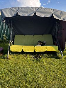 Мягкий уличный матрас для комфортного отдыха: отзыв. Фото на веранде. 5/5.