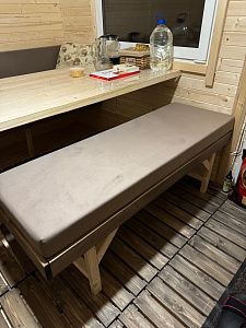 Коричневый матрас на скамейки в баню, на заказ в любом цвете, любого размера. Отзыв клиента Гливер, 5 звезд. 