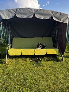 Мягкий уличный матрас для комфортного отдыха: отзыв. Фото на веранде. 5/5.