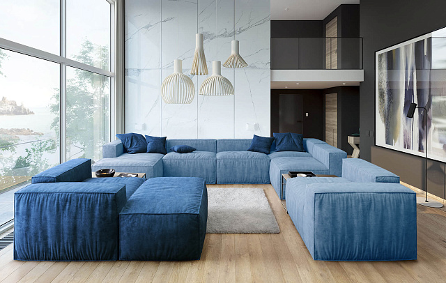 Синий диван в интерьере-21, Диван Фри