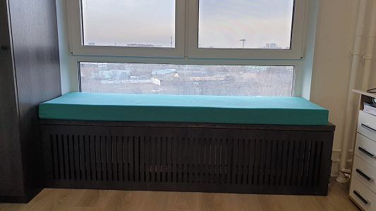 Зеленый матрасик на подоконник, цвет, размер, текстура на заказ. Отзыв клиента, рейтинг 5 звезд.