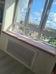 Розовый матрасик на подоконник точно по размеру на заказ от фабрики Гливер. Отзыв клиента с рейтингом 5 звезд. 