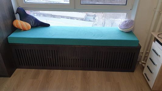 Зеленый матрасик на подоконник, цвет, размер, текстура на заказ. Отзыв клиента, рейтинг 5 звезд. 