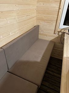 Коричневый матрас на скамейки в баню, на заказ в любом цвете, любого размера. Отзыв клиента Гливер, 5 звезд. 