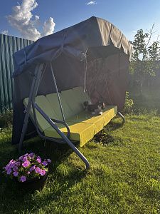 Мягкий уличный матрас для комфортного отдыха: отзыв. Фото на веранде. 5/5.